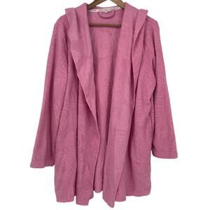 BERKSHIRE HOMEWEAR Embossed Spa Knit Cascading Cardigan Topper Pink Size Medium